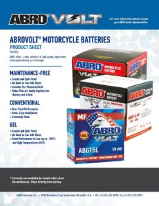 ABROVolt Motorcycle Batteries Sellsheet