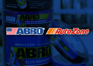 ABRO Logo and AutoZone Logo over masking tape image