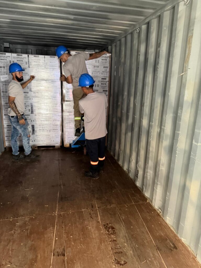 Container being loaded