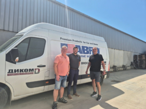 Iliyan Kostov, Kevin Banks, Doicho Yugov in Front of ABRO Van